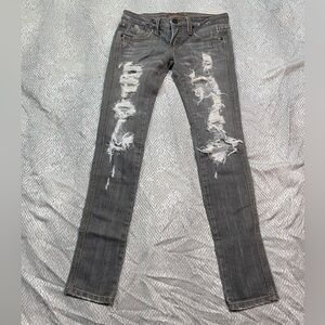 Frankie B Distressed Gray Low Rise Jeans